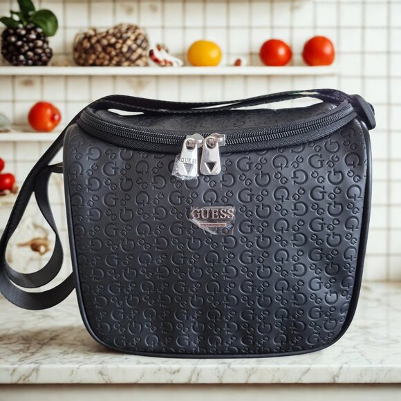 GUESS Insulated Crimson Travel - Lunch Bag Black Stylish Thermal Tote NWT - Picture 1 of 11